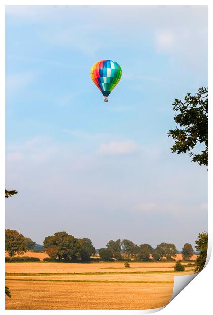 Hot Air Balloon over English Landscape Print by tim miller