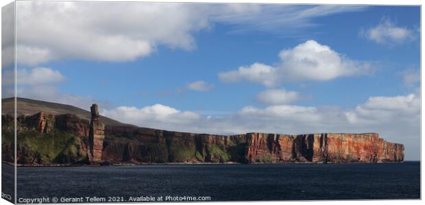 The cliffs of Hoy, Orkney Islands featuring Old Man of Hoy Canvas Print by Geraint Tellem ARPS