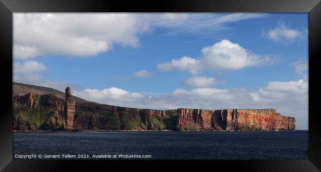 The cliffs of Hoy, Orkney Islands featuring Old Man of Hoy Framed Print by Geraint Tellem ARPS