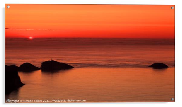 Muckle Flugga island at sunset, Unst, Shetland, Scotland Acrylic by Geraint Tellem ARPS