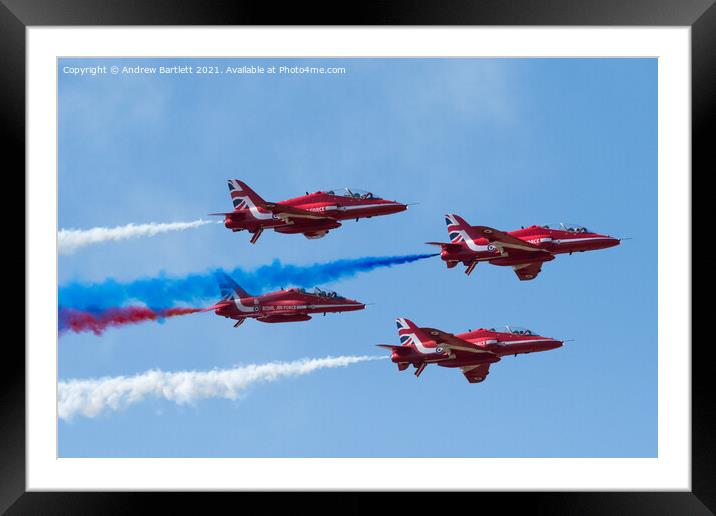 RAF Red Arrows Framed Mounted Print by Andrew Bartlett