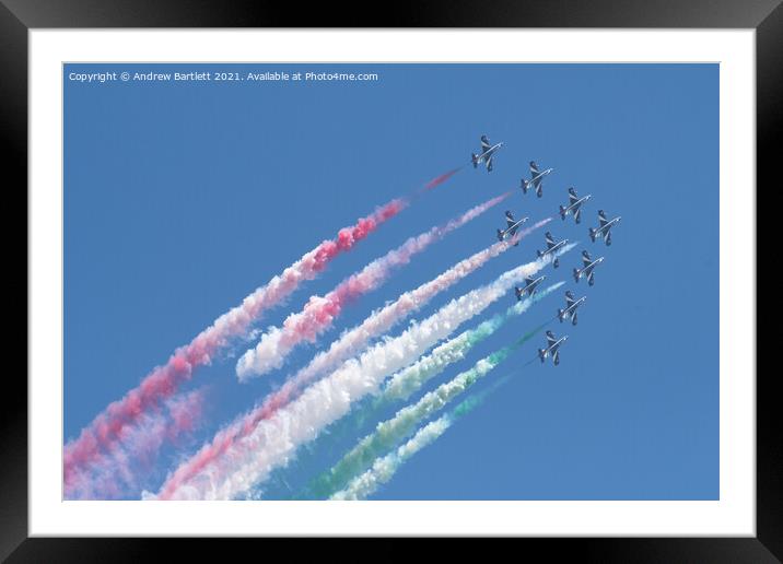 Frecce Tricolori performs a flypast. Framed Mounted Print by Andrew Bartlett