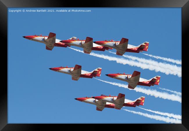 Patrulla Aguila, Spanish Air Force, C101 Aviojet Framed Print by Andrew Bartlett