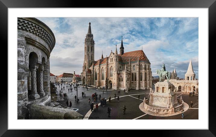 St Mathias Buda Castle Church Budapest Framed Mounted Print by mary spiteri