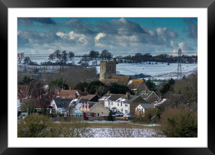 Southfleet in the Snow of 2021 Framed Mounted Print by robin whitehead