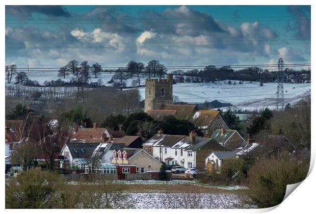 Southfleet in the Snow of 2021 Print by robin whitehead