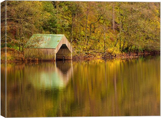 Loch Ard Boathouse, The Trossachs. Canvas Print by Tommy Dickson