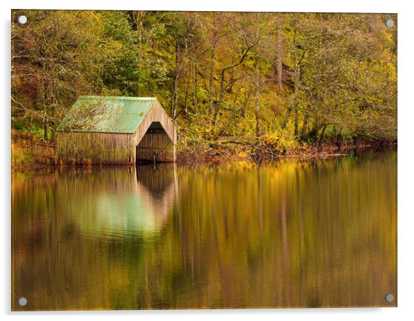 Loch Ard Boathouse, The Trossachs. Acrylic by Tommy Dickson