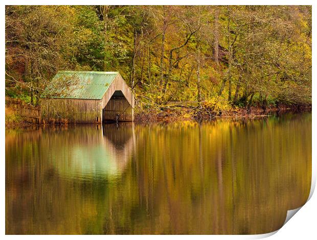 Loch Ard Boathouse, The Trossachs. Print by Tommy Dickson