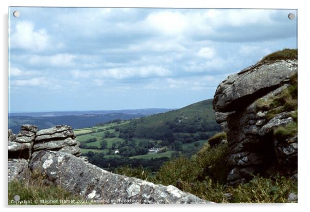 A view from Hound Tor Acrylic by Stephen Hamer