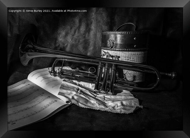 Trumpet still life  Framed Print by Aimie Burley