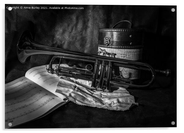 Trumpet still life  Acrylic by Aimie Burley