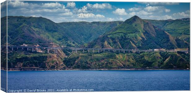 Elevated Highway Along Coast of Sicily Canvas Print by Darryl Brooks