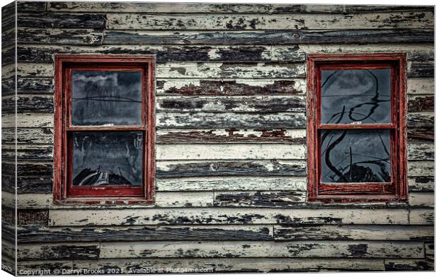 Red Windows in Old Wall Canvas Print by Darryl Brooks