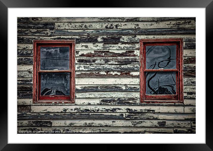 Red Windows in Old Wall Framed Mounted Print by Darryl Brooks