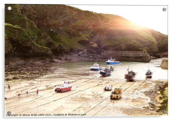 Trawlers in Port Isaac in Cornwall England Acrylic by Simon Bratt LRPS