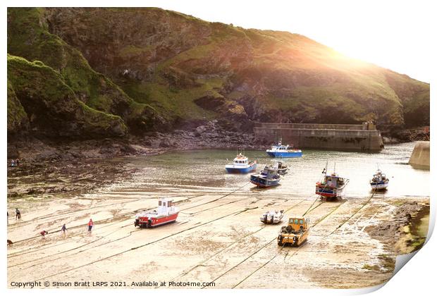 Trawlers in Port Isaac in Cornwall England Print by Simon Bratt LRPS