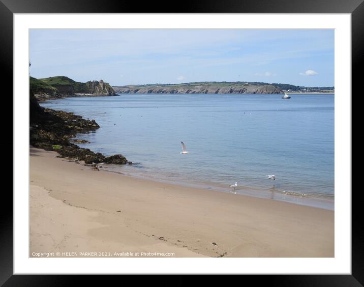 Beach at Caldy Island, Pembrokeshire Framed Mounted Print by HELEN PARKER