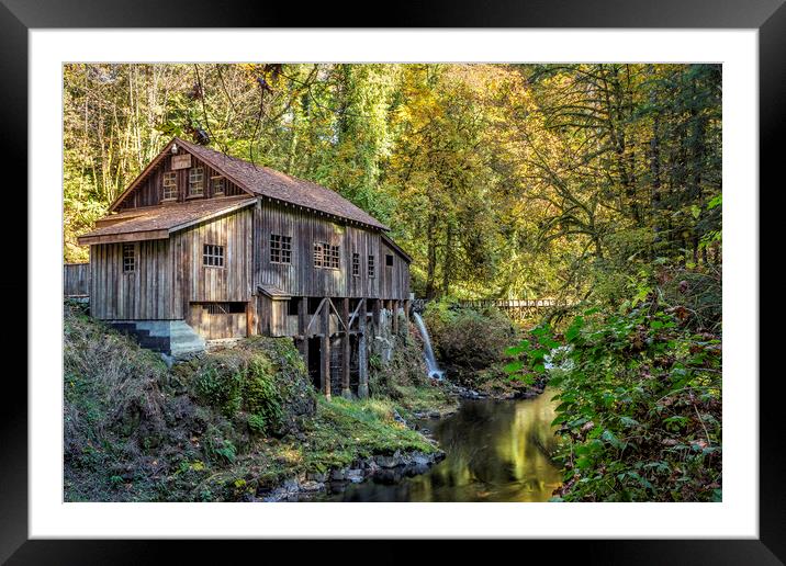 Cedar Creek Grist Mill in the Fall Framed Mounted Print by Belinda Greb