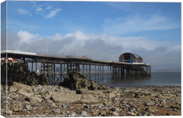 Mumbles Pier and Lifeboat Station Canvas Print by HELEN PARKER
