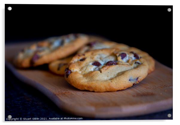 Freshly baked chocolate chip cookies Acrylic by Stuart Giblin