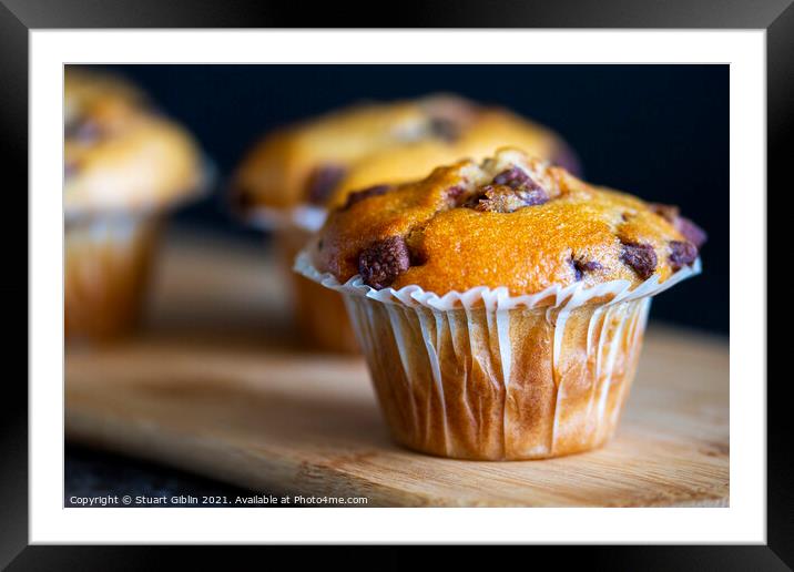 Freshly baked Chocolate Chip Muffins Framed Mounted Print by Stuart Giblin