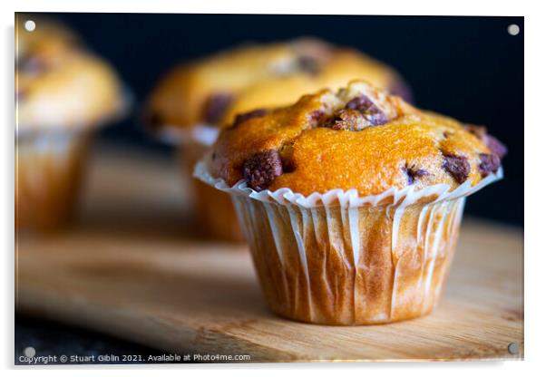Freshly baked Chocolate Chip Muffins Acrylic by Stuart Giblin