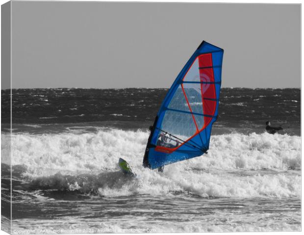 Selective color windsurfer Canvas Print by Ann Biddlecombe