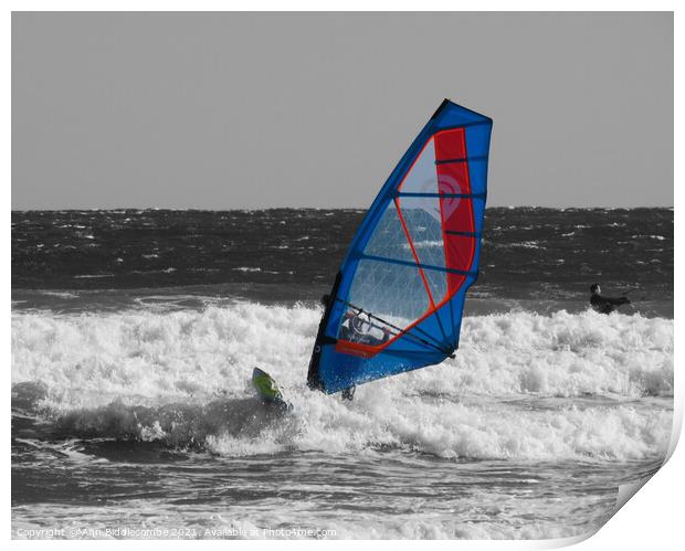 Selective color windsurfer Print by Ann Biddlecombe