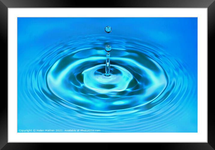 Blue water droplet Framed Mounted Print by Helkoryo Photography