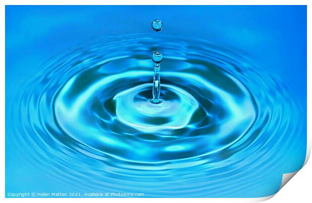 Blue water droplet Print by Helkoryo Photography