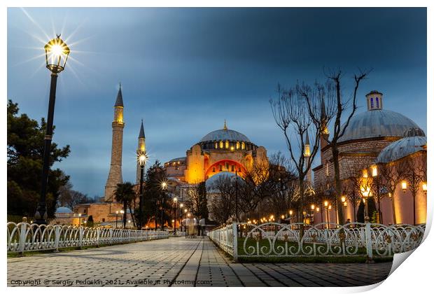 Hagia Sophia (Ayasofya). View from the Sultan Ahmet Park.  Print by Sergey Fedoskin