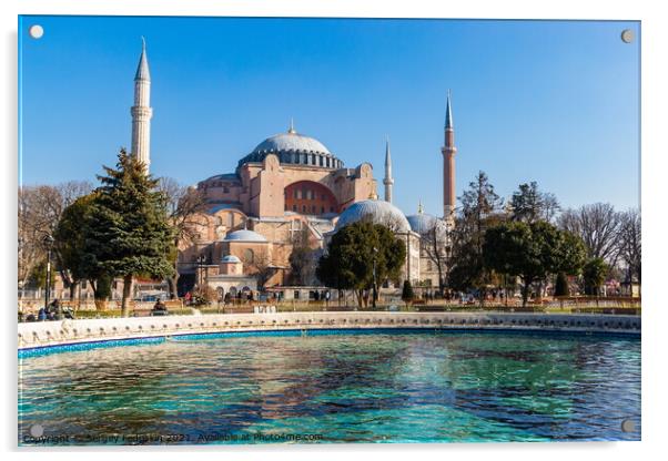 Hagia Sophia (Ayasofya). View from the Sultan Ahmet Park. Acrylic by Sergey Fedoskin