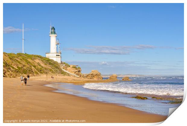 Stroll on the beach - Point Lonsdale Print by Laszlo Konya