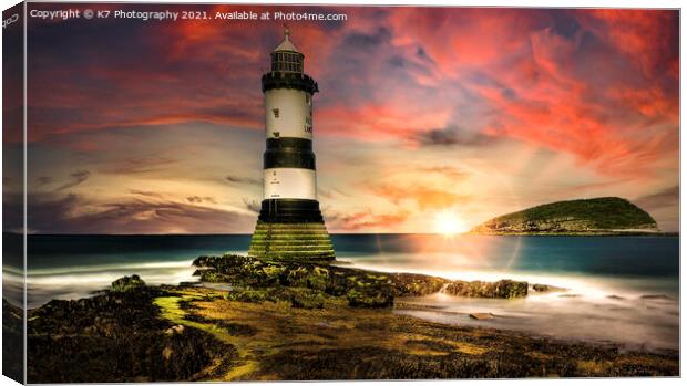 Penmon Lighthouse Canvas Print by K7 Photography