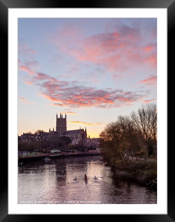 Sunrise at Worcester Cathedral Framed Mounted Print by Bruce Little