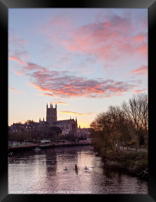 Sunrise at Worcester Cathedral Framed Print by Bruce Little