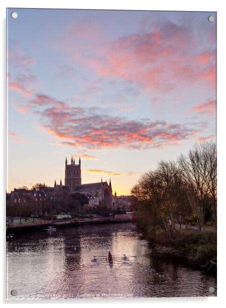 Sunrise at Worcester Cathedral Acrylic by Bruce Little