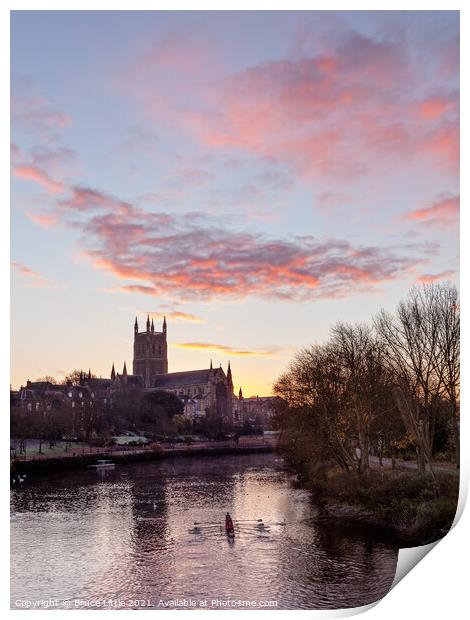 Sunrise at Worcester Cathedral Print by Bruce Little