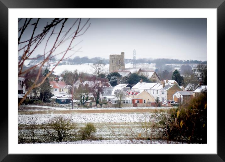 Southfleet in the Snow of 2021 Framed Mounted Print by robin whitehead