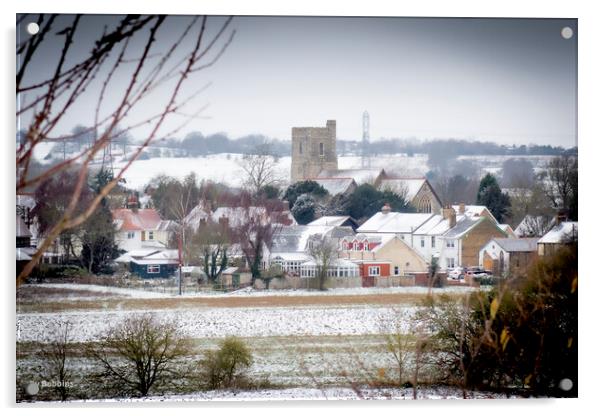 Southfleet in the Snow of 2021 Acrylic by robin whitehead