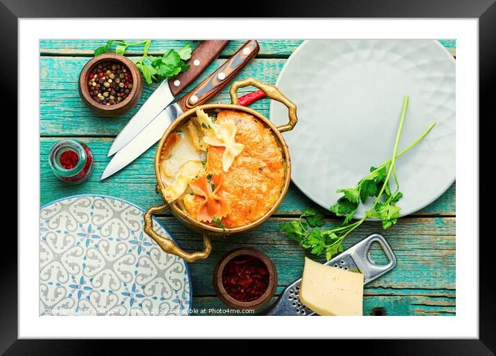 Delicious meat casserole with macaroni Framed Mounted Print by Mykola Lunov Mykola