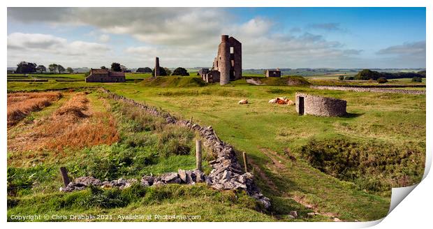 Magpie Mine in low Autumn light Print by Chris Drabble