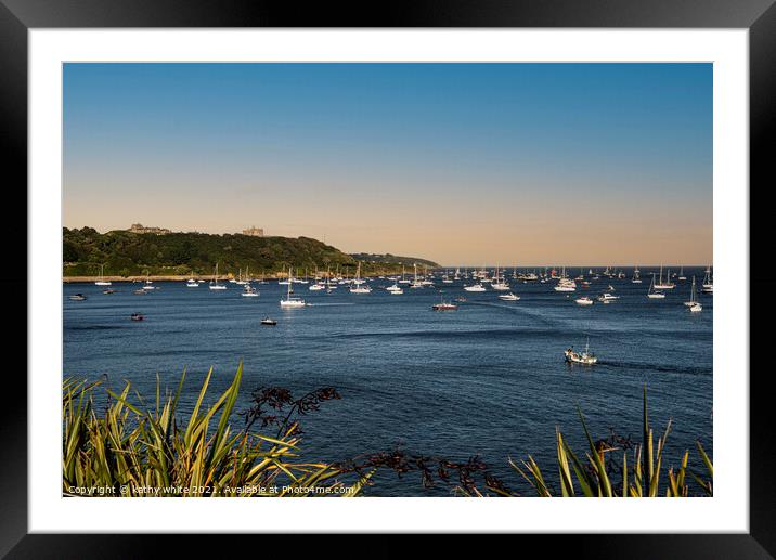 Falmouth Cornwall Castle Beach Framed Mounted Print by kathy white