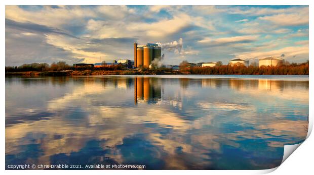Newark Sugar Factory in late afternoon light Print by Chris Drabble