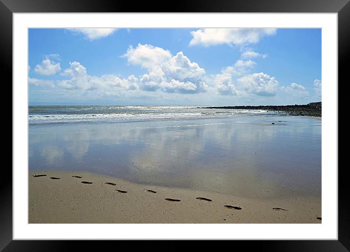 Footprints in the Sand Framed Mounted Print by Donna Collett