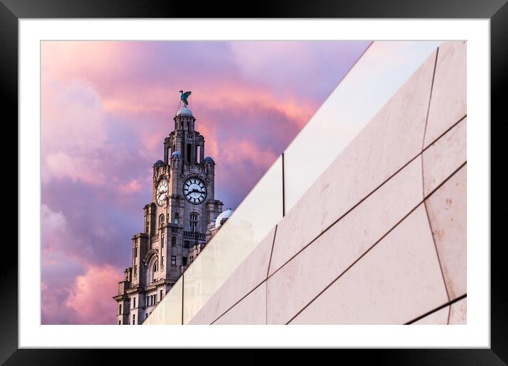 Liver Building behind an abstract building Framed Mounted Print by Jason Wells