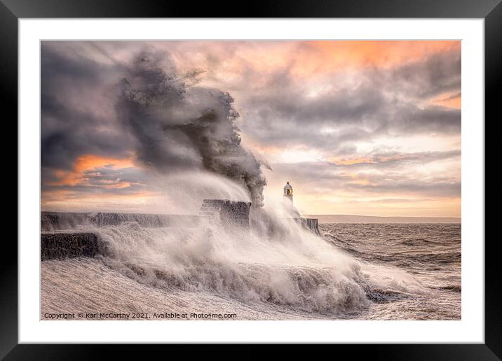 The Wild Sea at Porthcawl Framed Mounted Print by Karl McCarthy