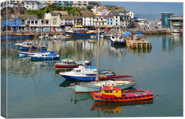 Yachts line up in Brixham Harbour Canvas Print by Frank Irwin