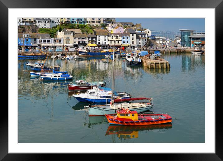 Yachts line up in Brixham Harbour Framed Mounted Print by Frank Irwin